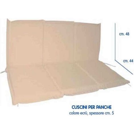 Cuscino Ricambio per Sedie Panche Poltrone Sdraio Dondolo 116 Cm X 92 (48+44) 5 Cm 2 Posti