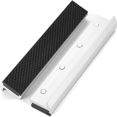 Lot de 2 protège-mâchoires d'étau, protège-mâchoires magnétiques souples de 15 cm, protège-mâchoires multi-usages en aluminium, protège-mâchoires plat en métal durable, protège-mâchoires argenté (1/5)