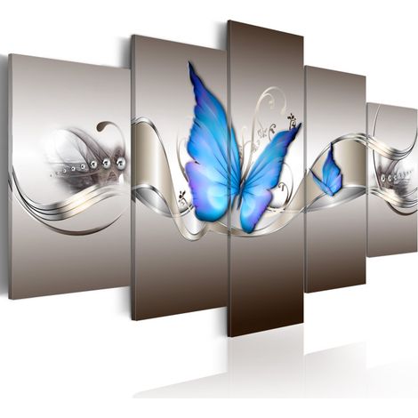 Tableau Imprimé "Papillons Bleus" 50 x 100 cm (1/2)
