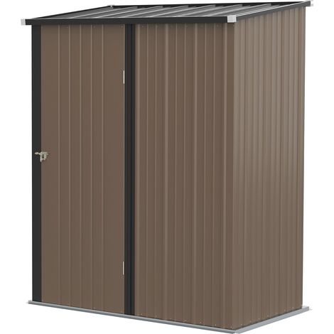 Casetta Box da Giardino 161,5x94,5x196 cm Porta Attrezzi con Catenaccio in Acciaio Marrone (1/5)