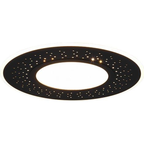 Plafonnier LED lampe de salon plafonnier lampe de salle à manger, métal noir, télécommande dimmable mémoire CCT/veilleuse, 44W 5300lm 2700K-6500K, D 49 cm (1/5)
