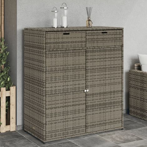 Armoire de rangement de jardin gris 105x55x113 résine tressée (1/5)