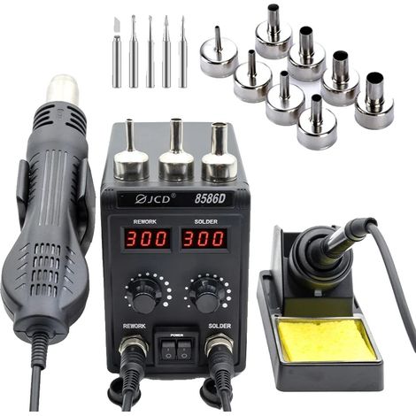Station de soudage, écran LCD, pistolet à air chaud, 8586D KIT5, 220V EU PLUG (1/2)