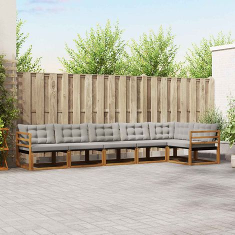 Outdoor-Sofagarnitur mit Kissen 6 pcs Natürlich und Hellgrau