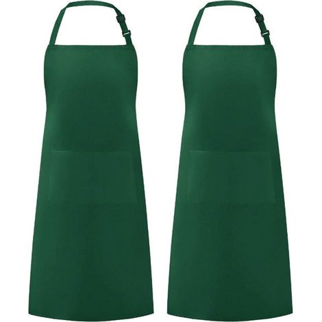 Confezione da 2 grembiuli da chef - Grembiuli con 2 tasche - Grembiuli impermeabili e regolabili per uomo e donna - Grembiuli da cucina professionali - Adatti per cucinare, giardinaggio, ristoranti, b (1/5)