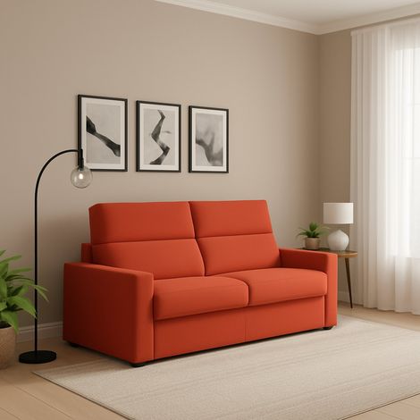 Divano Letto 2 Posti Sonico, Sfoderabile, Contenitore Made in Italy, di Apertura a Ribalta, 200x95 cm Arancione (1/5)