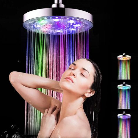 Pommeau de douche tricolore coloré/sensible à la température en ABS à changement de couleur de 8 pouces (1/3)