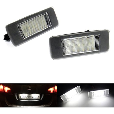 Lot de 2 éclairages de plaque d'immatriculation à LED Canbus pour Astra J VI Sports Tourer Zafira C III P12 Vectra C II Break Escalade Blanc (1/5)