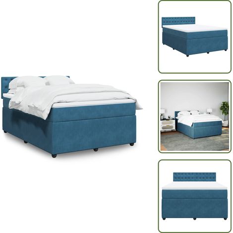 vidaXL Sommier à lattes de lit et matelas bleu 140x190 cm velours