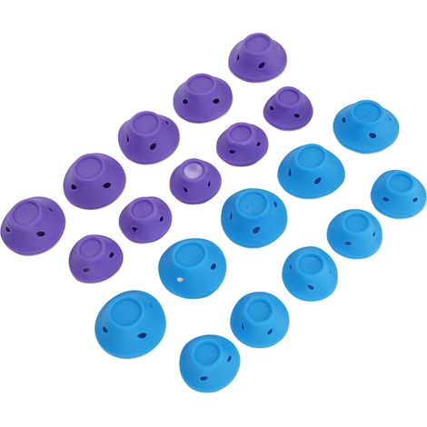 20 Bigoudis Champignon Auto-Agriffants en Silicone DIY pour Cheveux Longs Mi-Longs Courts, Lot de 20 Rouleaux Coiffants Bleus et Violets (1/5)