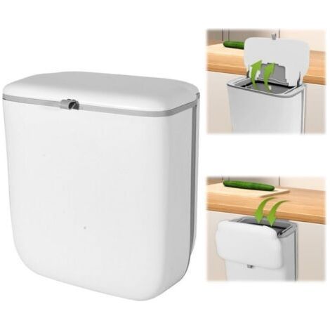 Poubelle Murale, RéUtilisable Petite Poubelle Cuisine De Porte Sous éVier Pour Salon, Cuisine, Camping-Car (Blanc) (1/4)