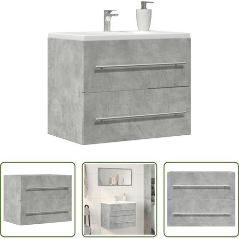 vidaXL Armoire suspendue - Armoire d'évier Gris béton 60x38,5x48 cm Aggloméré (1/5)