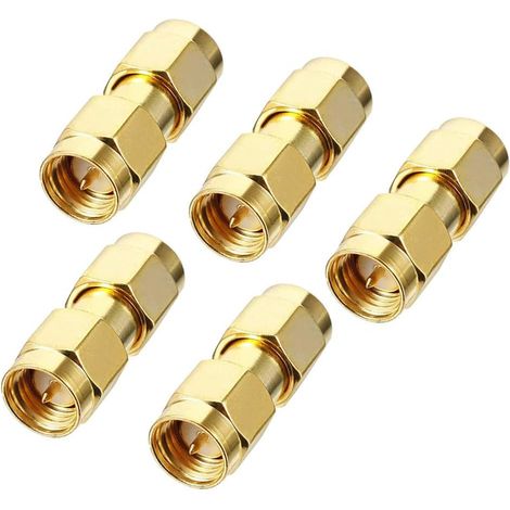 Lot de 5 Adaptateur coaxial RF, connecteur SMA mâle vers SMA mâle, laiton, DC à 6 GHz, pour radio et test