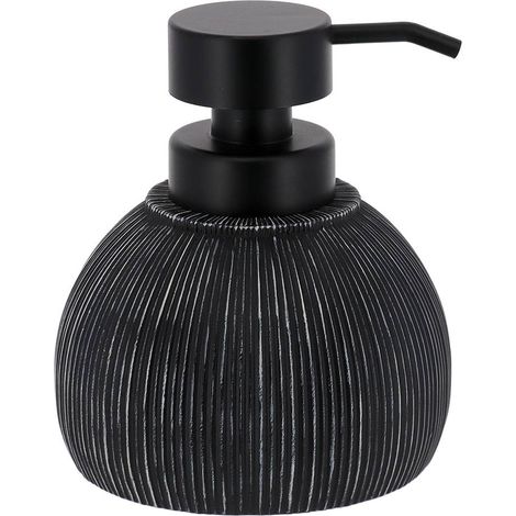 Dispensador de jabón de polirresina en forma de bola rayada 500 ml - negro - Tendance