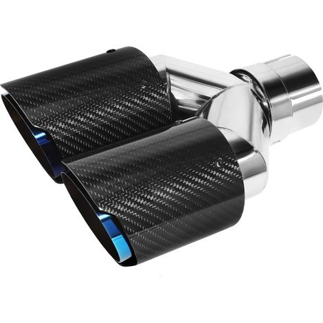 60MM(2.36") Double Embout D'échappement Silencieux En Fibre De Carbone Tuyau D'éChappement De Voiture ArrièRe Pointe Queue Embouts Voiture Sortie d'Air (Bleu Rôti Noir Brillant) (1/5)