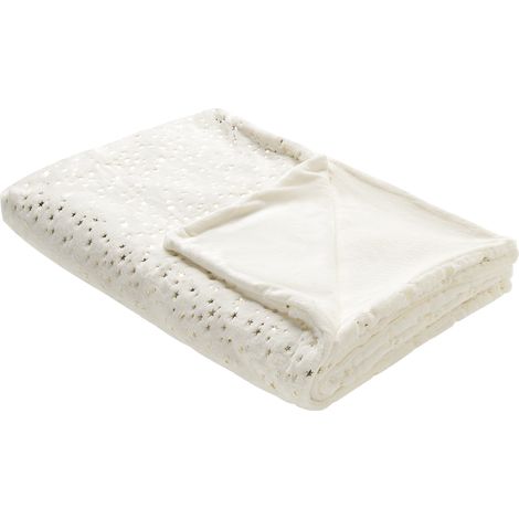 Manta cubrecama de poliéster con estampado de estrellas doradas 150 x 200 cm blanco crema Alazeya