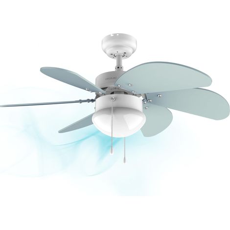 Ventilateur de plafond 3600 Vision Sky. 50 W, diamètre 92 cm, lampe, 3 vitesses, 6 pales réversibles, fonction été/hiver, interrupteur de chaîne, blanc/bleu (1/5)