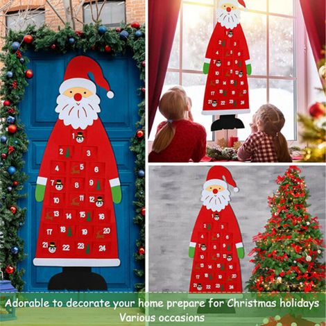 DIY felt Christmas tree, red Santa decoration, 3D advent calendar, Christmas tree gift (1/5)