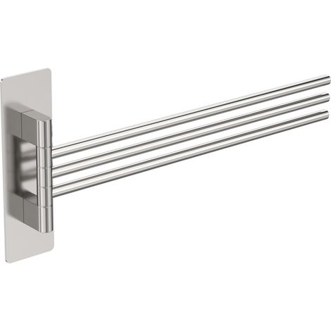 1 Porte-serviettes Acier Inoxydable, Pivotant 180°, 3 Barres, Adhésif Sans Perçage, Salle De Bain