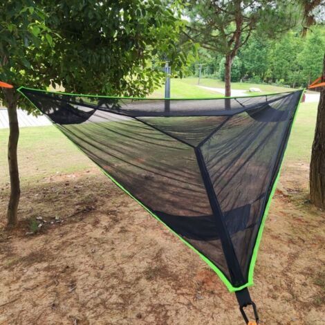 Grand Hamac Aérien Triangulaire pour Arbre de Camping Hamac Portable Multi Personnes Conception pour 3 Personnes pour Voyage Arrière Cour Extérieur Jardin Camping (1/5)
