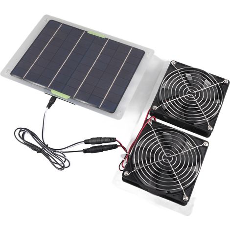 100-W-20-V-Solarventilator mit zwei Flügeln, tragbar, umweltfreundliche Energie für Zuhause, Hundehütte, Gewächshaus, Wohnmobil, kleiner Windschutz im Freien (1/5)