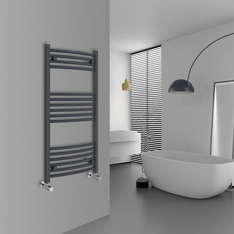 WarmeHaus Curved Anthracite Bathroom Ladder Radiator 1000x500mm (1/5)