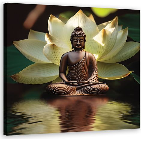 Quadro su tela, Ninfea Buddha Zen - 30x30 (1/5)