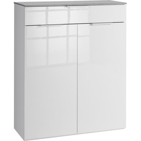 Composad Scarpiera Galaverna Mobile con 1 Cassetto e 2 Ante, (LxAxP) 90x108,30x35 cm, Colore Cemento e Bianco Laccato, Made in Italy (1/5)