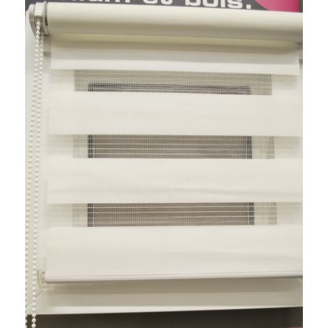 Store enrouleur jour-nuit, fixation sans perçage DIMENSIONS ET COULEURS AU CHOIX - Blanc - 180 cm - 35 cm.