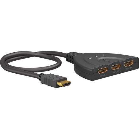 Goobay 58487 - Divisor HDMI 3 en 1 out/4K a 30 Hz (2160 p), conmutador HDMI 1.4 para PS4, PS5, portátiles o monitores