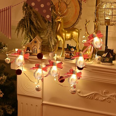 Guirlande Lumineuse Noeud Papillon - 200 cm - 10 Ampoules - ABS - Décoration Intérieure Extérieure - Arbre De Noël Fenêtre Jardin - 1 Pièce