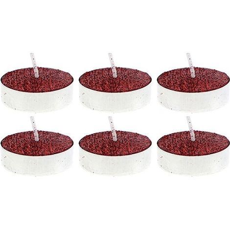 Bougie Chauffe-Plat Paillette non parfumée support - set de 6 pcs - Rouge - SILUMEN