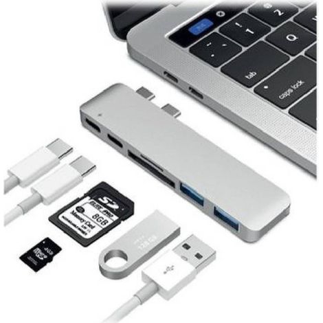 MaxTech - Docking Station Thunderbolt Hd Per Macbook 2xtype-c 7in1 Usb 3.0 Hub 4k Dthd-01 - (1/3)