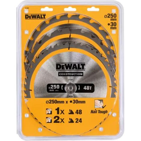 DEWALT DT1964-QZ (pkt of 3) Mitre saw blade 305mm x 30mm x 24/48/60T