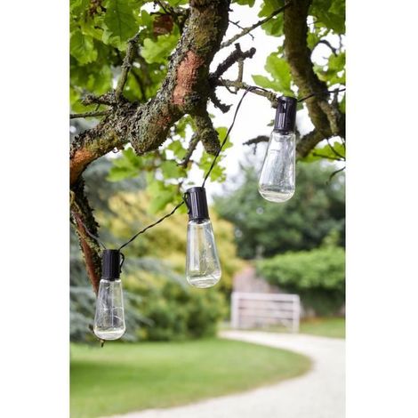 10 ampoules guirlande solaire, blanc chaud rétro Edison, filament vintage, IP44, pour jardin et terrasse
