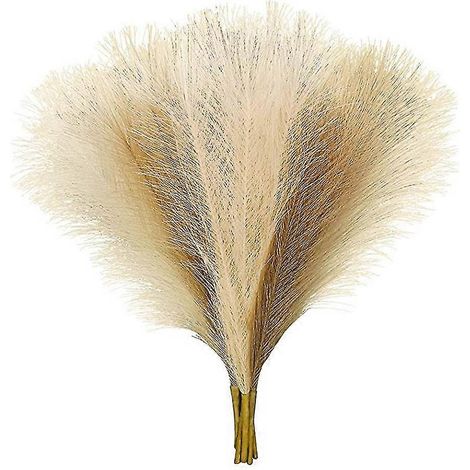 Décor d’herbe de pampa, fausse herbe de pampa petit 18 pouces, 7 tiges moelleuses gazon pompeux artificiel, beige (1/5)
