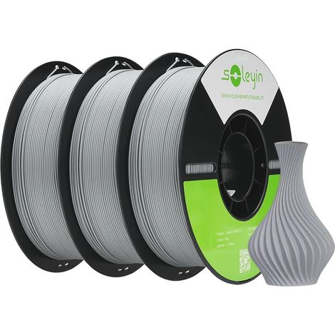 3D-Druckerfilament, 1,75 mm Durchmesser, umweltfreundliches Material, grau, 3 kg (1/2)