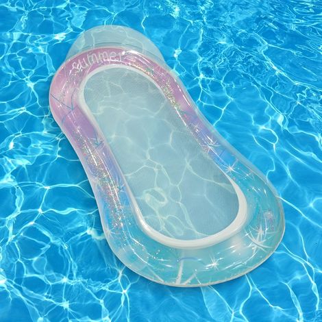 Bateau flottant gonflant pour adulte, transat de piscine, grand raft de plage pour bronzage, flotteur de piscine esthétique, dégradé bleu-violet (1/5)