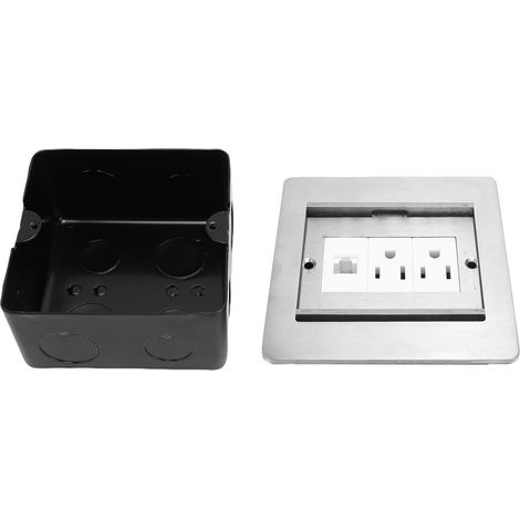 Prise de sol encastrable 2 x 3 broches et port RJ45, boîtier à clapet pour cuisine, salon et bureau (1/5)