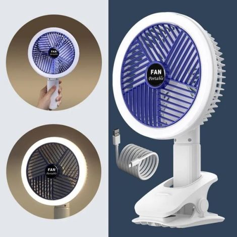 Ventilateur de table - - Pliable - USB - 4 vitesses - Lumière LED