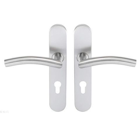 1 Paire Poignées sur plaque Inox, Carré 7mm, Entraxe 195mm, Porte entrée 38-55mm (1/2)