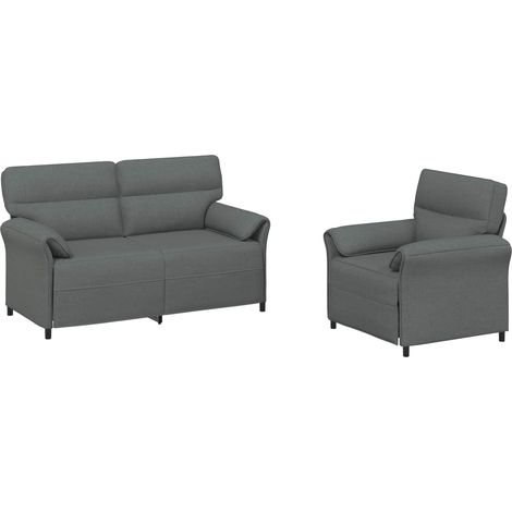 Sofa Set 2 stk. Dunkelgrau Stoff vidaXL (1/5)