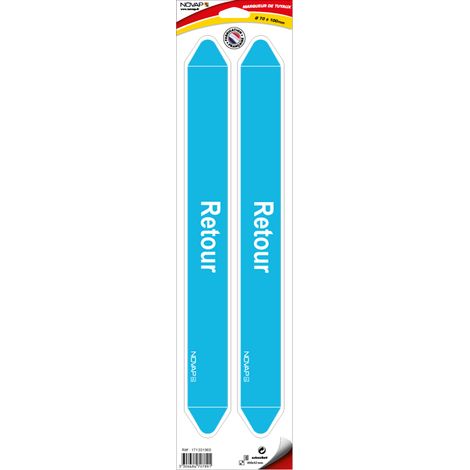 Planche de 2 marqueurs de tuyauterie 450 x 52 mm pour Ø 70 à 100 mm - Retour - 4707891