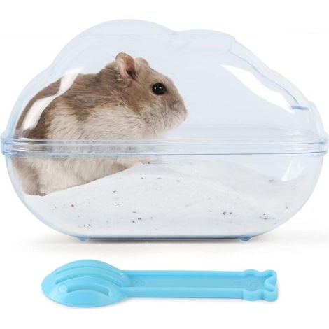 Bain De Sable Pour Hamster, Bain De Sable Pour Hamster, Toilette Avec Pelle, Récipient De Bain Sec Pour Chinchilla, Ours Doré, Gerbille (M-Bleu) (1/4)