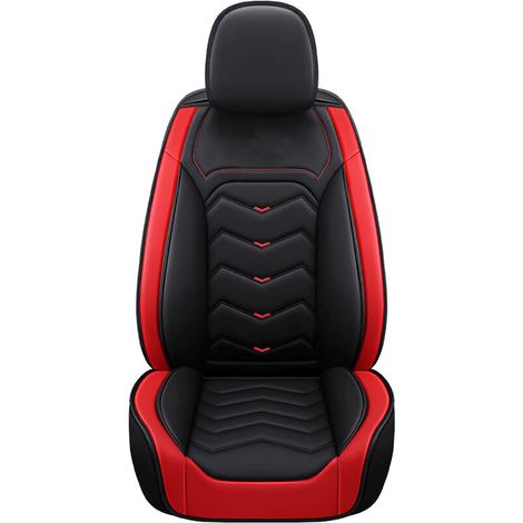 Housse de siège 1 place universel pour voiture PU cuir coussin tapis protecteur noir et rouge (1/4)