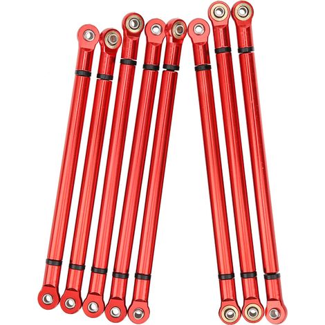 biellettes en alliage d'aluminium pour voiture RC Crawler SCX10 à l'échelle 1/10 (empattement de 313 mm) (rouge) (1/5)