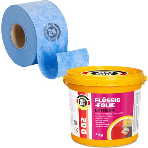HALBAU Dichtset für Duschabdichtung Bad Abdichtung Dichtband Flüssigfolie 7kg H305 (1/5)