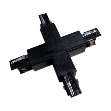 Connecteur LED en X pour Rail Triphasé NOIR - SILAMP