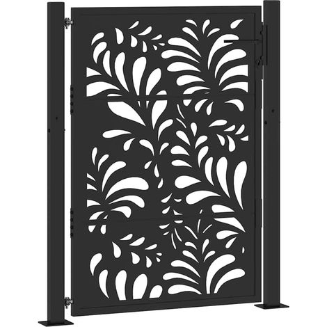 Portail de jardin,Portail de clôture,Portillon de jardin noir 105x130 cm acier conception de vagues CFW84311