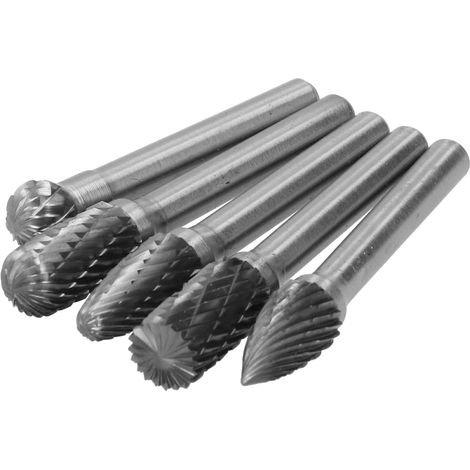 Lot de 5 meules rotatives en acier tungstène, tige de 6 mm, outil de coupe rotatif (1/5)